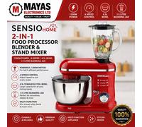 Sensio Home 2-in-1 Food Processor Blender & Stand Mixer - 1300W - RED