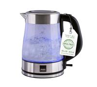Sensio Home Electric Cordless Glass Kettle 1.7L Quiet Fast Boil with 3000W Rapid Boil Element, Includes Filter, Blue Illumination Jug with Swivel Base and Flip Top Lid, BPA Free