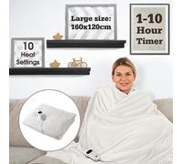Sensio Home Luxury Heated Electric Blanket Throw Fleece Sherpa 10 Settings
