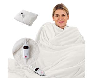 Sensio Home Luxury Heated Throw Electric Blanket Cream, Flannel Fleece with Teddy Fleece On The Inside, Machine Washable, Digital Remote with 10 Heat