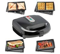 Sensio Home Multi Functional 3 in 1 Stylish Waffle, Deep Fill Sandwich, Panini or Grill Maker Machine Interchangeable Non Stick Easy Clean Plates, Secure Lock Plus Ready & Power Lights, Powerful Iron