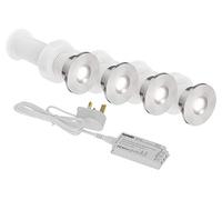Sensio Iris - Round Plinth Light - 4 Light Kit Inc LED Driver with Plug - Natural White, one Size, Silver