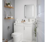 Sensio Isla White Rectangular Wall-Mounted Bathroom & Wc Illuminated Contemporary Illuminated Mirror (H)65Cm (W)50Cm