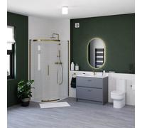 Sensio Nebula Brass Effect Oval Wall-Mounted Bathroom Illuminated Mirror (H)80Cm (W)50Cm