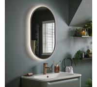 Sensio Nebula Bronze Effect Oval Wall-Mounted Bathroom Illuminated Contemporary Illuminated Mirror (H)80Cm (W)50Cm