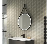 Sensio Nova Matt Black Round Wall-Mounted Bathroom Illuminated Contemporary Colour-Changing Mirror (H)60Cm (W)60Cm