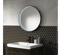 Sensio Round Black LED Bathroom Mirror with Demister 600mm Aspect