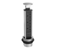 Sensio Sensiopod E Pull-Up Power Pod Se891900 Polished Stainless Steel, 3 Sockets And 2 Usb
