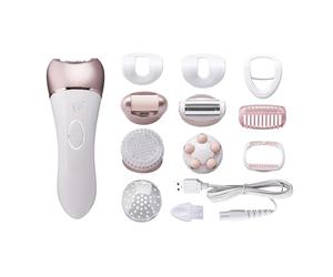 Sensio Spa Multifunctional 5 in 1 Callus Hard Skin Remover, Epilator, Body & Face Shaver, Exfoliator, Massager Men and Women, Rechargeable 2 Speeds with USB, Waterproof, Pedicure Dry Dead Skin Remover