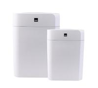 Sensio Home Value 2 Pack 12L+16L Waterproof Motion Sensor Trash Cans Dust Bins with Auto Lids, Automatic Garbage Bins for Bedroom Kitchen Bathroom Living Room Office, White with Grey coloured Trim