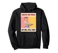 Sensitive And Fragile But Will Still Fight Retro Pop Art Pullover Hoodie