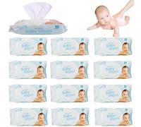 Sensitive Baby Wipes 12pk contains 720 Wipes - Biodegradable Baby Wipes, 99% Purified Water, Suitable Sensitive Skin, Dermatologically Tested Bed Bath Intimate-Care Soft Sheets (22cm)