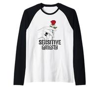 Sensitive Gangsta Rose Graphic - Humorous Emotional Rebel Raglan Baseball Tee