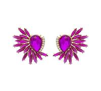Sensitive Hoop Earrings Vintage Rhinestone Statement Earrings for Women Girls Retro Fancy Cluster Crystal Drop Dangle Earrings Fashion Bling Colorful Women Earrings Mother (Hot Pink, One Size)