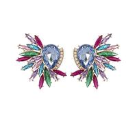 Sensitive Hoop Earrings Vintage Rhinestone Statement Earrings for Women Girls Retro Fancy Cluster Crystal Drop Dangle Earrings Fashion Bling Colorful Women Earrings Mother (Sky Blue, One Size)