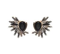 Sensitive Hoop Earrings Vintage Rhinestone Statement Earrings for Women Girls Retro Fancy Cluster Crystal Drop Dangle Earrings Fashion Bling Colorful Women Earrings Mother (Black, One Size)