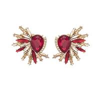 Sensitive Hoop Earrings Vintage Rhinestone Statement Earrings for Women Girls Retro Fancy Cluster Crystal Drop Dangle Earrings Fashion Bling Colorful Women Earrings Mother Valentine's (Red, One Size)