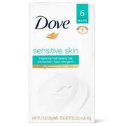 Sensitive Skin Unscented Moisturizing Cream Beauty Bar by Dove, 6 Count 4 Oz Each
