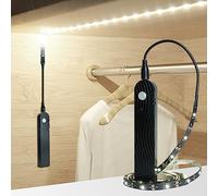 Sensky Rechargeable Motion Sensor Light, Battery Powered LED Strip Lights,Dimmable Under Cabinet Lighting with PIR Motion Sensor for Wardrobe, Cupboard, Hallway, Stairs(2M, Cool White,Black)