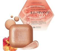 Senso Naturale Illuminating Solid Body Oil Peach Gold, Tanning Cream with Shimmer Glitter, Nourishing Moisturiser, Tropical Tamarind, Vitamin E Shea Butter, Natural Vegan