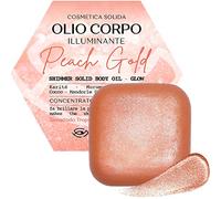 Senso Naturale Peach Gold Shimmering Body Oil/Cream Bar - Solid Body Cream with Mica & Shea Butter | Tropical Tamarind Scent | Nourishing, Vegan & Organic - Plastic-Free - 85g