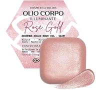 Senso Naturale Rose Gold Shimmering Body Oil/Cream Bar - Hydrating Solid Body Cream with Mica, Shea Butter & Cherry Blossom Scent - Nourishing, Vegan & Organic - Moisturizing & Radiant Glow - 85g