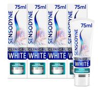 Sensodyne Clinical White Toothpaste Sensitive Teeth, Extra Fresh, 4 x 75 ml | Whitening toothpaste for sensitive teeth, enamel strengthening, extra fresh mint flavour, 4 pack, daily use