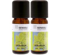 SENSOLI Geranium Essential Oil 10ml - 100% Pure Pelargonium Graveolens, Amber Glass Dropper Bottle - Aromatherapy Essential Oil for Diffusers, Massage & DIY Blends, (Pack of 2)