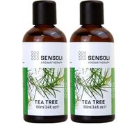 SENSOLI Tea Tree Essential Oil 100ml - 100% Pure Melaleuca Alternifolia, Amber Glass Dropper Bottle - Aromatherapy Essential Oil for Diffusers, Massage & DIY Blends (Pack of 2)