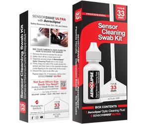 Sensor Cleaning Swab Kit - Aeroclipse Non-Flammable Optic Cleaning Solution (0.5oz/15ml) + Type-4 Sensor Swab Ultra 33mm (Pack of 6) - for Medium Format CMOS and CCD Sensors - Dust & Oil Remover