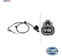 Hella Exhaust Gas Temperature Sensor 6PT 358 226-171, 2-pin, Bolted, 496 mm Cable