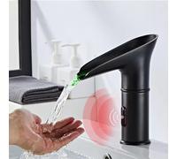 Sensor Faucet for Bathroom Retro Black Waterfall Basin Mixer Tap Hot & Cold Water Touchless Design a Fixture Eco-Friendly Easy Inllat