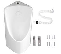 Sensor Flush Urinal for Men - Spill Proof Ceramic Bathroom Fixture Space-Saving Corner Design Ideal for Nighttime Use Beige Color Perfect for Home and Commercial Use