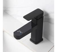 Sensor Tap, Smart Sensor Basin Faucet Digital Display Screen Hot Cold Water Mixer Taps, Stainless Steel, 175 * 125mm, for Home Commercial Use(Black)