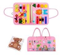 Sensory - 28cm Soft Activity Board | Felt Life Skills Educational Toy, Preschool Fine Motor Development, Buttoning Lacing Practice, Quiet Travel Learning Game For Kids Boys Girls