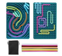 Sensory Activity Board Double Side Push Peel Sensory Boards Silicone Fidget Toy for Stress Relief, Anxiety, Calming, ADHD, Autism, Fine Motor Skill Board with Portable Storage Bag & 20 Strings (Green)