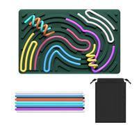 Sensory Activity Board, Double-Sided Silicone Fidget Toy with includes Portable Travel Bag & 20 Strings | Silent, No Mess Stress Relief for Kids 3+, Teens & Adults (Green)