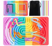 Sensory Activity Board, Fidget Toys for Kids, Silicone Double-sided Sensory Board with 20 Strings Portable Bag for Stress Relief Calming Focus, Colorful