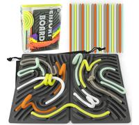 Sensory Activity Board, Foldable Silicone Sensory Fidget Toys for Kids& Adults, Larger Double-Sided Fidget Board for Calming Stress ADHD& Autism, Quiet Mess-Free Toys- Portable Travel Bag& 22 Strings
