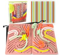 Sensory Activity Board, Foldable Silicone Sensory Fidget Toys for Kids& Adults, Larger Double-Sided Fidget Board for Calming Stress ADHD& Autism, Quiet Mess-Free Toys- Portable Travel Bag& 22 Strings