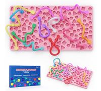Sensory Activity Board for Kids & Adults,Montessori Silicone Fidget Toy with Shape Matching,Quiet Busy Board for Travel,Airplane,Car&Classroom,Calming Focus Toy for Autism,ADHD & Anxiety Relief (Pink)