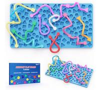 Sensory Activity Board for Kids & Adults,Montessori Silicone Fidget Toy with Shape Matching,Quiet Busy Board for Travel,Airplane,Car&Classroom,Calming Focus Toy for Autism,ADHD & Anxiety Relief (Blue)