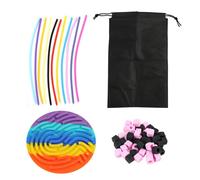 Sensory Activity Board for Stress Relief ，Silicone Fidget Toys for Calming Focus in Kids & Adults with ADHD, Autism，Portable Push Peel Board with 11 Colorful Strings，50 pieces of beans(Rainbow Colors)