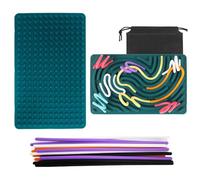 Sensory Activity Board, Push And Peel Waves, Silicone Calm Down Sensory Board, Stress Relieving, Silent, Sensory Board With Portable Travel Bag And 20 Colored Strings(Green)