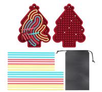 Sensory Activity Board, Reversible Design Children's Busy Board, Travel Activities for 3+ & Adult Children ADHD & Autism Quiet No Clutter Toy With 18 Strings Christmas Trees Red