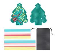 Sensory Activity Board, Reversible Design Children's Busy Board, Travel Activities for 3+ & Adult Children ADHD & Autism Quiet No Clutter Toy With 18 Strings Christmas Trees Green