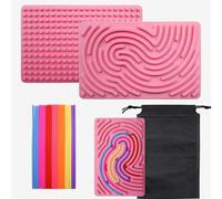 Sensory Activity Board Sensory Activity Board Silicone Sensory Fidget Game Toys with Travel Bag & 24 Silicone Cords for Children 3+ & Adults for ADHD Autism Stress Relief Anxiety (Pink)