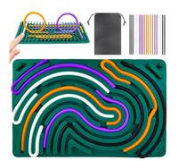 Sensory Activity Board, Silicone Calm Down Busy Board Double Side Design Fidget Toy Push Peel Sensory Toys with Portable Travel Bag & 20 Strings Gifts for Stress Relief/Calming/Focus/ADHD/Autism