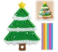 Sensory Activity Board Silicone, Christmas Tree Fidget Board with 12 Colorful Strips, Travel Sensory Toy for Autism ADHD Anxiety Relief, Double-Sided Design 20x15cm Food-Grade Silicone