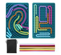 Sensory Activity Board Silicone Fidget Toys for Calming Anxiety Stress Anxiety ADHD Autism & Early Development includes Portable Travel Bag & 20 Strings for Plane Silent Travel Fidgets Toy (Green)